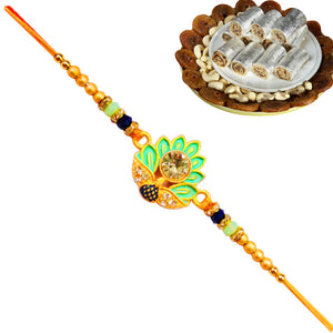 1 Rakhi - Colorful Green Rakhi With Indian Sweets