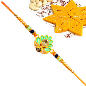 1 Rakhi - Colorful Green Rakhi With Indian Sweets