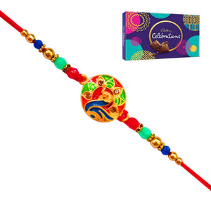 1 Rakhi - Round Pendant Colorful Rakhi With Chocolates