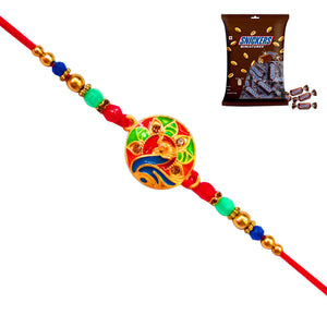 1 Rakhi - Round Pendant Colorful Rakhi With Chocolates