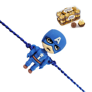 1 Rakhi - Captain America Rakhi With Chocolates