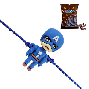 1 Rakhi - Captain America Rakhi With Chocolates