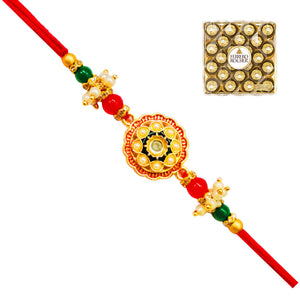 1 Rakhi - Colorful Round Pendant Rakhi With Chocolates