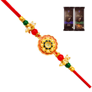 1 Rakhi - Colorful Round Pendant Rakhi With Chocolates