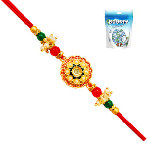 1 Rakhi - Colorful Round Pendant Rakhi With Chocolates