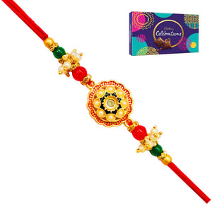 1 Rakhi - Colorful Round Pendant Rakhi With Chocolates