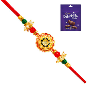 1 Rakhi - Colorful Round Pendant Rakhi With Chocolates