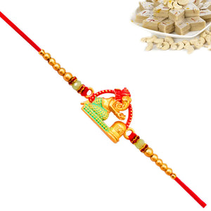 1 Rakhi - Ganesha Rakhi With Indian Sweet