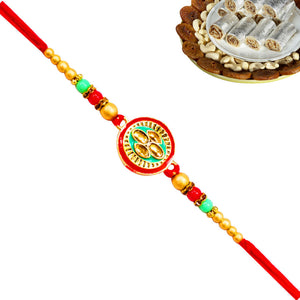 1 Rakhi - Round Pendant Rakhi With Indian Sweet