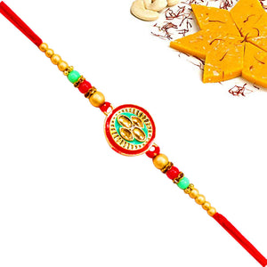 1 Rakhi - Round Pendant Rakhi With Indian Sweet