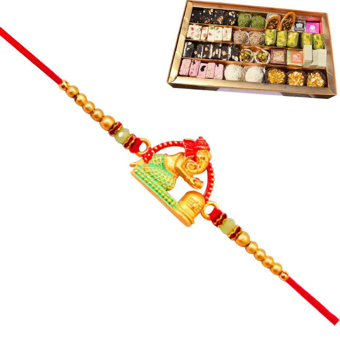 1 Rakhi - Ganesha Rakhi With Indian Sweet