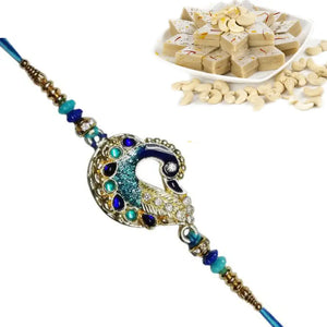 1 Rakhi - Peacock Rakhi With Indian Sweets