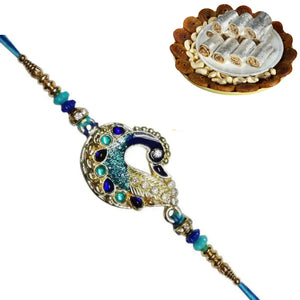 1 Rakhi - Peacock Rakhi With Indian Sweets