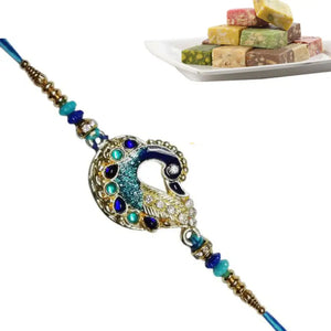 1 Rakhi - Peacock Rakhi With Indian Sweets