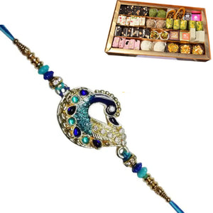 1 Rakhi - Peacock Rakhi With Indian Sweets