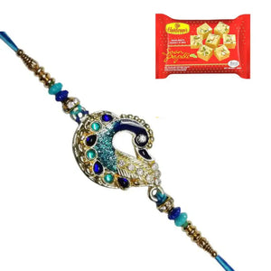 1 Rakhi - Peacock Rakhi With Indian Sweets