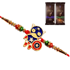 1 Rakhi - Captain America Rakhi With Chocolate Box