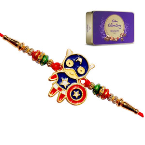 1 Rakhi - Captain America Rakhi With Chocolate Box