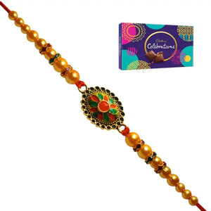 1 Rakhi - Designer Round Rakhi With Chocolate Box