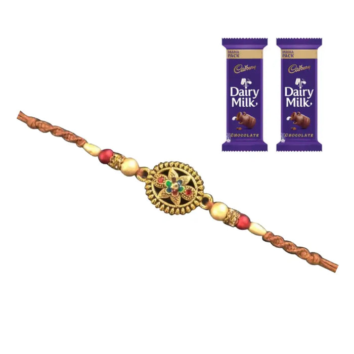 1 Rakhi - Designer Colorful Rakhi With Chocolate Pack