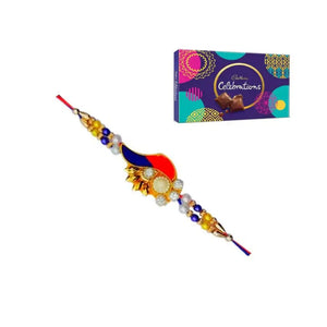 1 Rakhi - Zardosi Rakhi With Chocolate Box