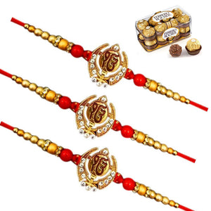 3 Rakhi - Auspicious Ek Omkar Rakhi With Chocolates