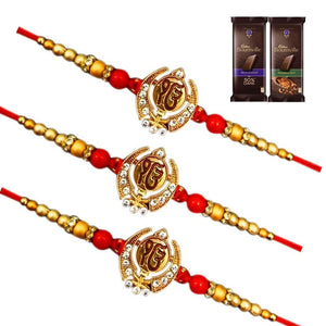 3 Rakhi - Auspicious Ek Omkar Rakhi With Chocolates