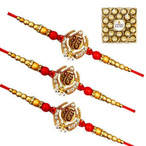 3 Rakhi - Auspicious Ek Omkar Rakhi With Chocolates