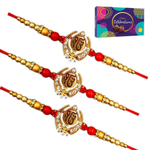 3 Rakhi - Auspicious Ek Omkar Rakhi With Chocolates