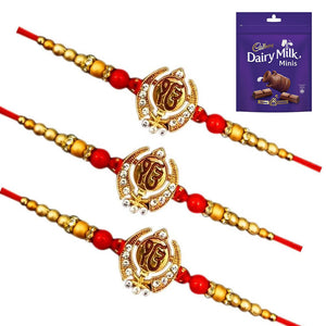 3 Rakhi - Auspicious Ek Omkar Rakhi With Chocolates