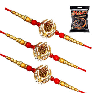 3 Rakhi - Auspicious Ek Omkar Rakhi With Chocolates