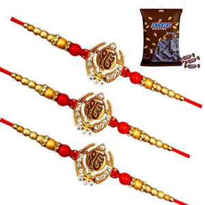 3 Rakhi - Auspicious Ek Omkar Rakhi With Chocolates