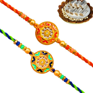 2 Rakhi - Fancy Rakhi Set With Indian Sweets