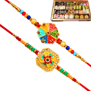 2 Rakhi - Handicraft Rakhi With Indian Sweets