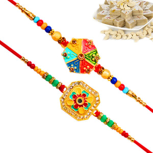 2 Rakhi - Handicraft Rakhi With Indian Sweets