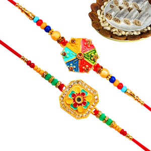 2 Rakhi - Handicraft Rakhi With Indian Sweets