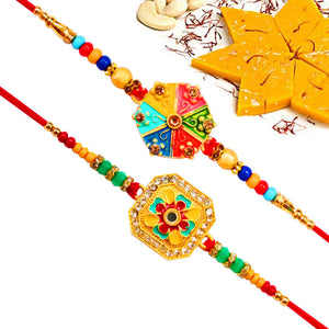 2 Rakhi - Handicraft Rakhi With Indian Sweets