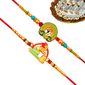 2 Rakhi - Beautiful Rakhi Set With Indian Sweets