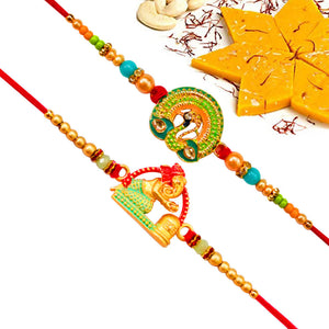 2 Rakhi - Beautiful Rakhi Set With Indian Sweets