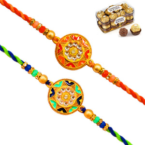 2 Rakhi - Fancy Rakhi Set With Chocolates