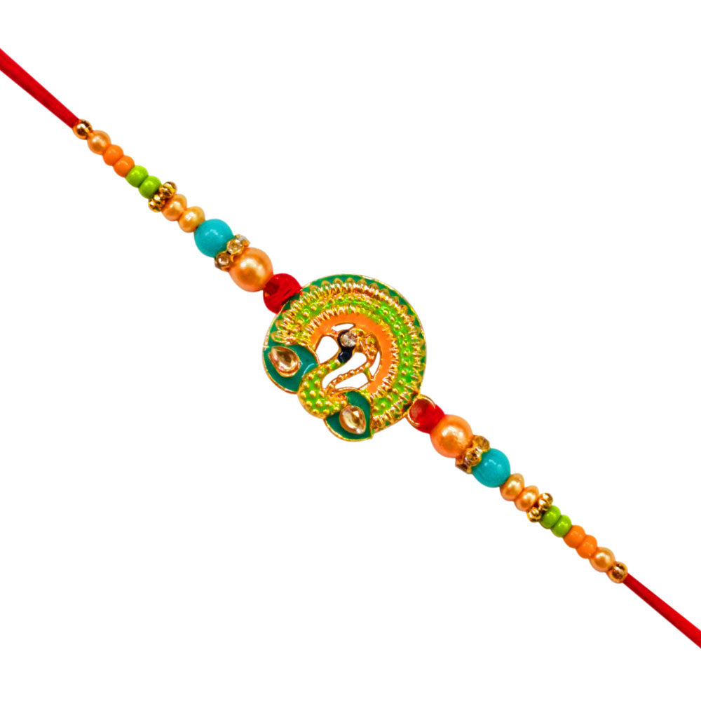 1 Rakhi - Green Peacock Rakhi