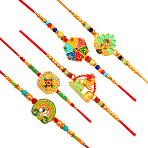 5 Rakhi - Colorful Fancy Rakhi Set