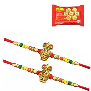 2 Rakhi - Auspicious Kalash Rakhi With Indian Sweets