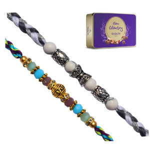 2 Rakhi - Beautiful Rakhi Set With Chocolate Box