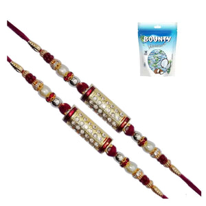 2 Rakhi - Designer Diamond Rakhi With Chocolate Box