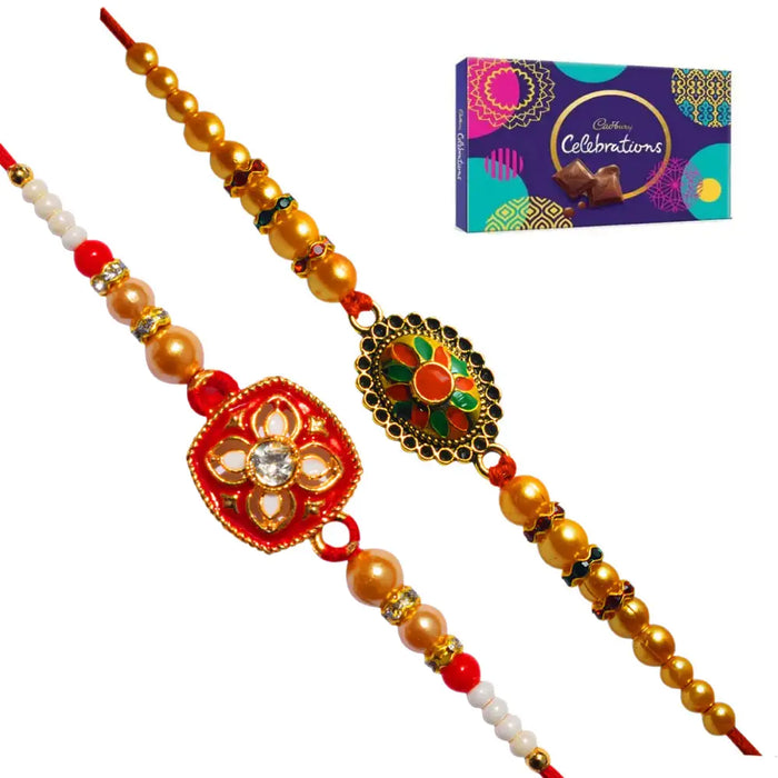 2 Rakhi - Fancy Rakhi with Chocolate Box