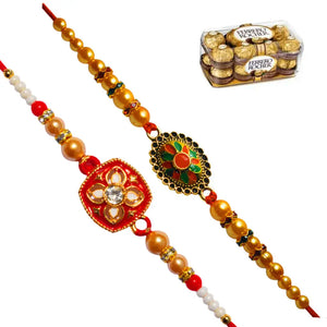 2 Rakhi - Fancy Rakhi with Chocolate Box