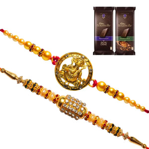 2 Rakhi - Premium Handcrafted Rakhi With Chocolate Box