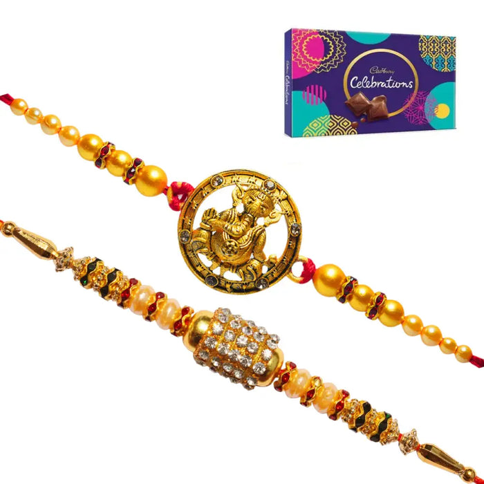 2 Rakhi - Premium Handcrafted Rakhi With Chocolate Box