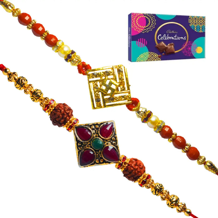 2 Rakhi - Premium Handcrafted Rakhis And Chocolate Box